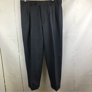 HS&M 1887 Men’s Wool Blend Gray Pleated Expander Waist Cuffed Dress Pants 34x28